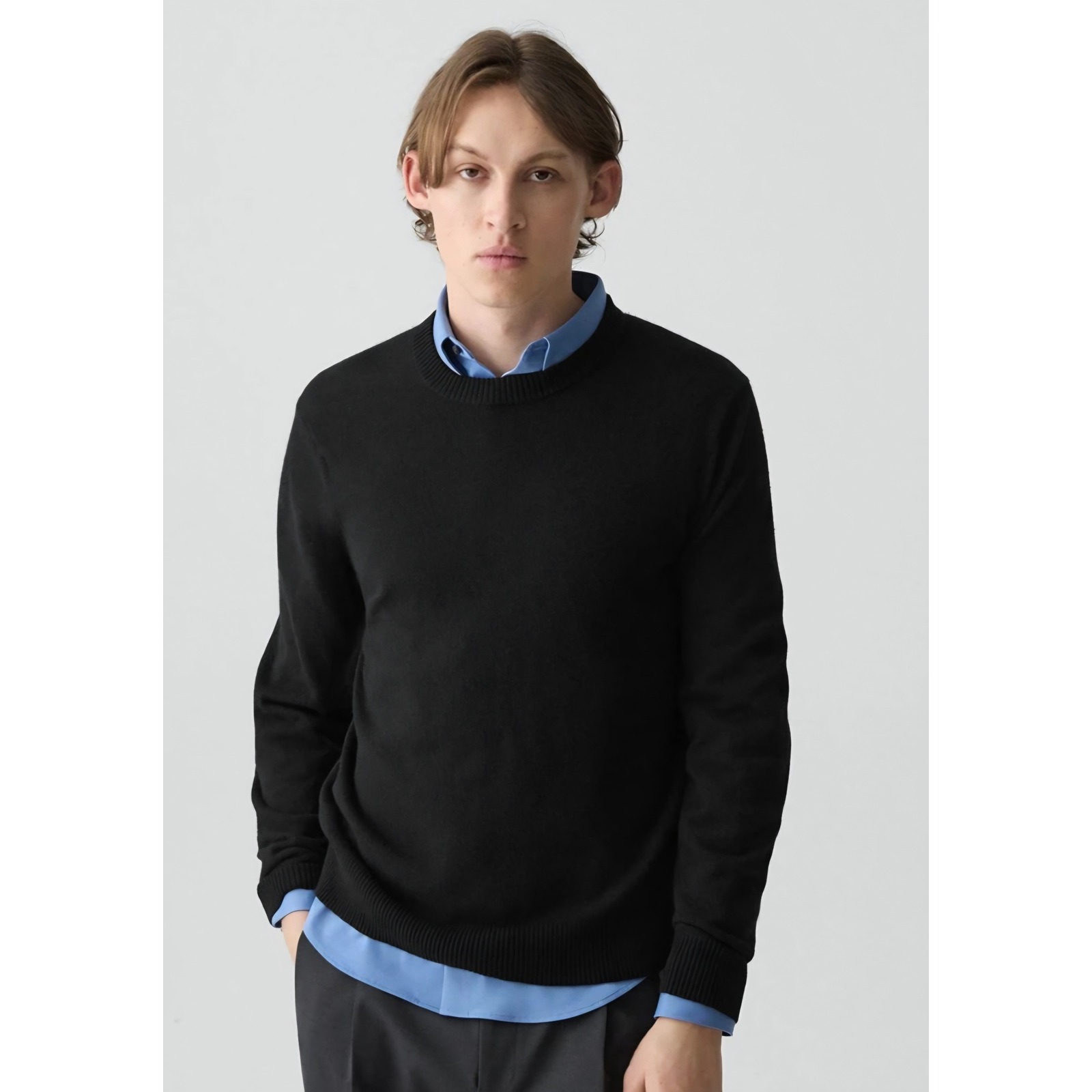 Theory Cashmere Wool Black Old Money Quiet Luxury Minimalist Preppy Sweater Szm